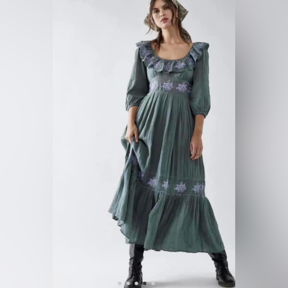 Free People Maxi Dress with Floral embroidered Details